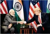  ?? PTI ?? Prime Minister Narendra Modi meeting the US President of Donald Trump in Manila, Philippine­s on Monday