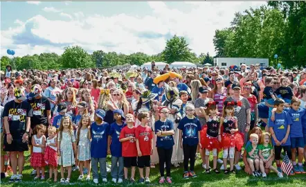  ??  ?? Seeing double: Sets of twins and multiples waiting for the group photo to be taken during the Twins Days Festival in Twinsburg. — AFP