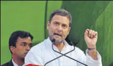 ?? SHYAM SHARMA/HT ?? Congress vicepresid­ent Rahul Gandhi addressing a rally at Nagrota Bagwan in Kangra on Monday.