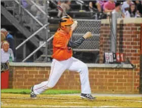  ?? THOMAS NASH - DIGITAL FIRST MEDIA ?? Perkiomen Valley’s Joe Gorla hits an RBI single during a five-run seventh inning Friday at Boyertown.