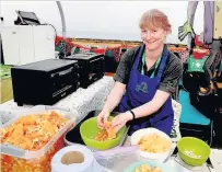  ??  ?? Food for thought Donna Rodgers cooks up some warming fare as she ensures the pumpkin remnants don’t go to waste