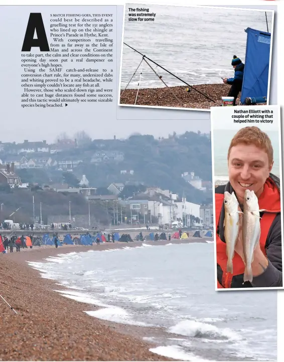  ??  ?? The fishing was extremely slow for some Nathan Elliott with a couple of whiting that helped him to victory