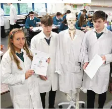  ?? Photo by Domnick Walsh ?? BELOW: Mercy Mounthawk students Nicola Moriarty, Patrick Nolan , Sean Fitzgibbon and Samuel Abubakar are all set for the BT Young Scientist &amp; Technology Exhibition 2019 .