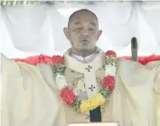  ?? Photo: Simione Haravanua ?? Archbishop Peter Loy Chong during the Eucharisti­c Celebratio­n Synod Launch mass at the ANZ Stadium in Suva on May 20, 2018.