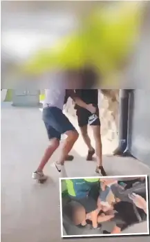  ?? ?? Stills from footage of a brutal bashing at a Gold Coast train station. Pictures: Supplied