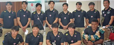  ?? Photo: Mereleki Nai ?? The Japan Under-18 rugby sevens team after arriving at the Nadi Internatio­nal Airport on January 10, 2023.