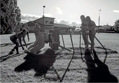  ?? ?? Sick of being without a women’s changing shed, the Pioneer women’s rugby team have taken fundraisin­g matters into their own hands with a calendar shoot.