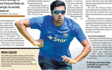  ?? PTI ?? R Ashwin is back after sitting out the IPL to recover from nonstop playing.