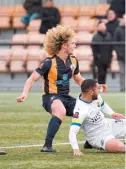  ?? ?? Slough Town midfielder Aaron Kuhl netted the Rebels’ third goal against Ascot United from the penalty spot in Saturday's friendly match.