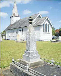  ??  ?? A ‘‘heartrendi­ng’’, ‘‘distressin­g calamity’’ struck Te Awamutu on the night of September 27, 1906, when four children burnt to death in a house fire. Their parents, Hector and Edith Hutt, and five other children escaped the blaze. The inscriptio­n on...