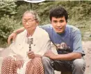  ?? ?? With his grandmothe­r Chomai Dolma at his hometown Gayabari in Darjeeling district in 1991