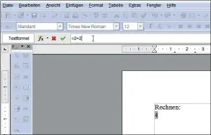  ??  ?? Der Writer von Open Office erlaubt auch das Rechnen in Dokumenten.