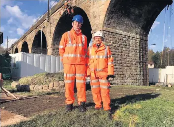  ??  ?? Major project Coatbridge MSP Fulton MacGregor with Network Rail project manager Suzanne McKay