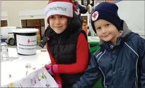  ??  ?? Emily and Dylan Carey were all go helping out at the spinathon in aid of the Mallow Charlevill­e Red Cross.