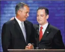  ?? J. SCOTT APPLEWHITE/ ASSOCIATED PRESS FILE PHOTO ?? House Speaker John Boehner of Ohio, left, appears with Republican National Committee Chairman Reince Priebus during the GOP convention in 2012.