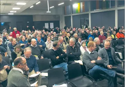  ??  ?? UNITED: A strong showing of district farmers, farm business leaders and representa­tives used a special council meeting in Ararat last week to condemn a proposed new rating plan.