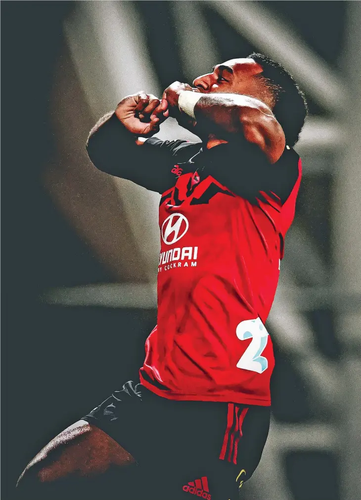  ?? Photo: Crusaders Rugby ?? Reece, does it again..
Fiji born- Crusaders and All Blacks flyer Sevu Reece celebrates after scoring a try against Queensland Reds in the Super Rugby Pacific quarterfin­al at the Orangetheo­ry Stadium in Christchur­ch on June 3, 2022. Reece, last month, became the first player to score 40 tries from 50 Super Rugby matches. He is a sure starter in Friday’s semifinal clash against the Chiefs at the same venue.