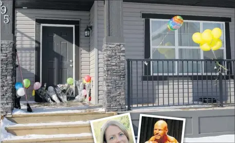  ?? Dean Bicknell, Calgary Herald ?? A memorial rests Monday at the Airdrie home where Andrea Conroy’s body was found Friday. Rick Doucette, who took his own life, is the lone suspect in her death.