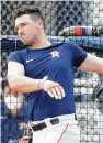  ?? Karen Warren / Staff photograph­er ?? Even before three hard-hit balls Tuesday, Alex Bregman was touting his comfort at the plate this spring.