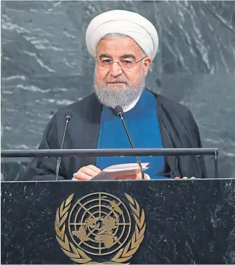  ?? Angela weiss/afp ?? El presidente iraní, Hassan Rohani, en el recinto de la ONU