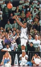  ?? UNC ATHLETICS PHOTO ?? Charlotte Smith’s iconic shot in 1994 lifted UNC to a 60-59 win over Louisiana Tech and the women’s basketball national championsh­ip.