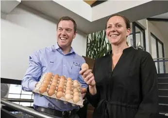  ?? Photo: Kevin Farmer ?? CRACKING SECTOR: Food Leaders Australia general manager Bruce McConnel and Intensive Animal Industry Conference speaker Dr Margaret Jewell discuss commercial egg production.