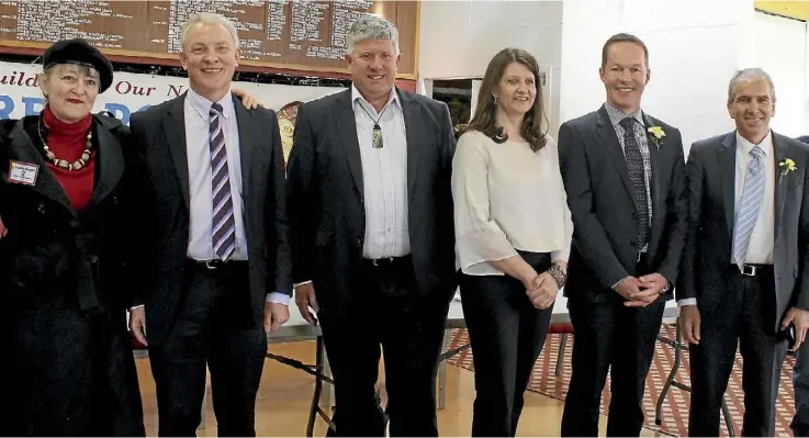  ?? TARANNUM SHAIKH ?? Running for the job of Auckland mayor in the local elections, Penny Bright, Phil Goff, David Hay, Vic Crone, Mark Thomas and John Palino, at Grey Power Howick Pakuranga last Friday.