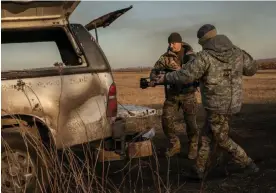  ?? Photograph: Alessio Mamo/ The Guardian ?? A drone is prepared outside the frontline city of Kurakhove.