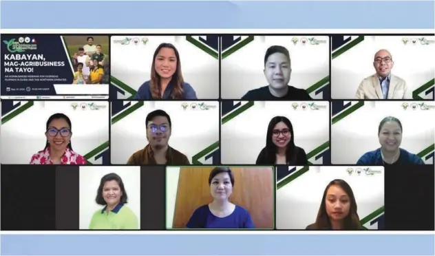  ?? ?? The technical team and speakers during the webinar for OFWS at Philippine Consulate General in Dubai/philippine Department of Agricultur­e.