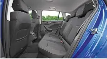  ??  ?? Skoda is also the most spacious for passengers in rear seats Solid build quality and use of soft-touch plastics make cabin feel more upmarket than the Scala’s price tag would suggest