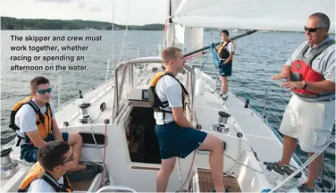  ??  ?? The skipper and crew must work together, whether racing or spending an afternoon on the water.