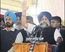  ?? HT PHOTO ?? SAD president Sukhbir Singh Badal during a poll khol rally in Faridkot on Tuesday.