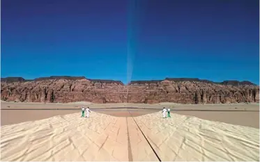  ?? — AFP ?? Mirrored wonder: Maraya, the world’s largest mirror building, is a popular tourist attraction in the desert of al-ula.