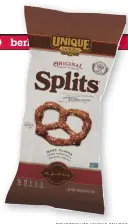  ?? COURTESY OF UNIQUE SNACKS ?? A bag of Splits has a fresh look now that its made under the flag of the newly rebranded Unique Snacks in Muhlenberg Township.