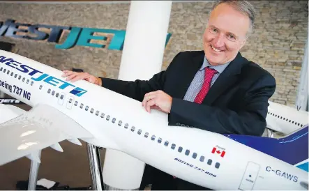  ?? AL CHAREST/FILES ?? Ed Sims took over as WestJet CEO last March. One analyst predicts the firm’s 52 consecutiv­e profitable quarters is about to end.