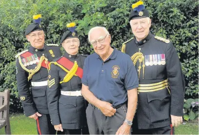  ??  ?? RBL Farnboroug­h branch Corps of Drums members W02 King, S.Sgt Pam King, Lou Pozzo and Major Kevin Tompkins.