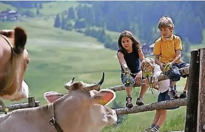  ?? FOTO: „ROTER HAHN“/ FRIEDER BLICKLE ?? Viele Kinder kennen heutzutage landwirtsc­haftliche Nutztiere allein aus dem Fernsehen. Sie womöglich gar selbst zu füttern, ist vielfach nur dann möglich, wenn die Familie Urlaub auf einem Bauernhof macht – was zunehmend populärer wird.