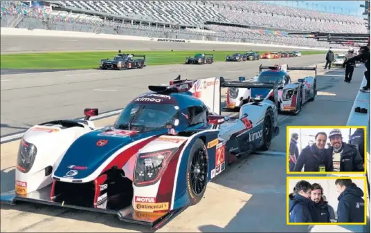  ??  ?? NUEVO AMIGO. El Ligier dorsal 23 es el coche con el que Alonso, Norris y Hanson pretender ganar en Daytona, test que recibió la visita de Massa.