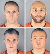  ?? THE ASSOCIATED PRESS ?? Clockwise from top left, ex-officers Derek Chauvin, Alexander Kueng, Tou Thao and Thomas Lane.