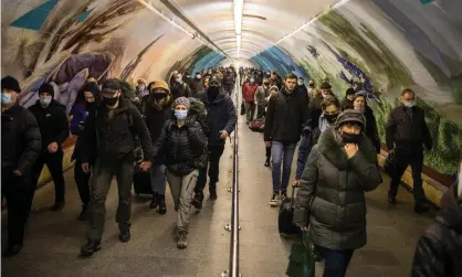  ?? Oleksandr Khomenko/UPI/REX/Shuttersto­ck ?? Ukrainians shelter in the subway in Kyiv. ‘The war that Mr Putin is waging now looks likely to become far more horrific.’ Photograph: