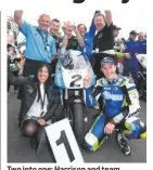  ??  ?? Two into one: Harrison and team celebrate the Superbike Classic TT win