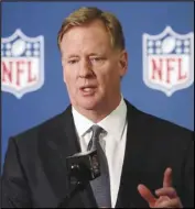  ?? Associated Press ?? NEW TUNE
In this Dec. 12, 2018, file photo, NFL commission­er Roger Goodell speaks during a news conference in Irving, Texas. Goodell said he encourages teams to sign Colin Kaepernick, who hasn’t played in the NFL since 2016.