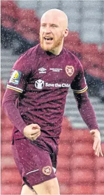  ?? ?? Liam Boyce after scoring for Hearts in the 2020 Scottish Cup Final against Celtic