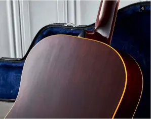  ??  ?? 4. Gibson created what some say is the perfect shape and proportion­s for its dreadnough­t jumbo guitars. The rich nitro finish on The Forty Three’s African mahogany back, sides and neck allow the tinted cream binding to stand out perfectly