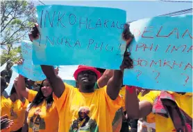  ??  ?? ANC members marched against Jozini local Municipali­ty