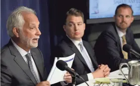  ?? WIN MCNAME/GETTY IMAGES ?? Attorney Tim Kosnoff, left, speaks during a news conference held by the Abused in Scouting legal team.