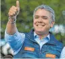  ?? FOTO: AFP ?? Wahlkämpfe­r Ivan Duque steuert auf die Präsidents­chaft in Kolumbien zu.