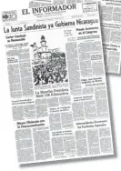  ??  ?? HISTORIA. EL INFORMADOR reportó hace 39 años el ascenso y posterior triunfo de la guerrilla sandinista, liderada por el hoy presidente, Daniel Ortega.