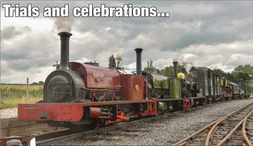  ?? Photo: Joey Evans ?? Photo: A month that saw four separate Galas on one weekend, including 150 Years of the Quarry Hunslet at Statfold. The leading two locos here, “Cloister’ and ‘Jack Lane’ were built 114 years apart...