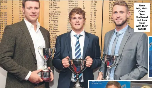  ??  ?? From left, Matt Coles, Sam Northeast and Alex Blake with their awards